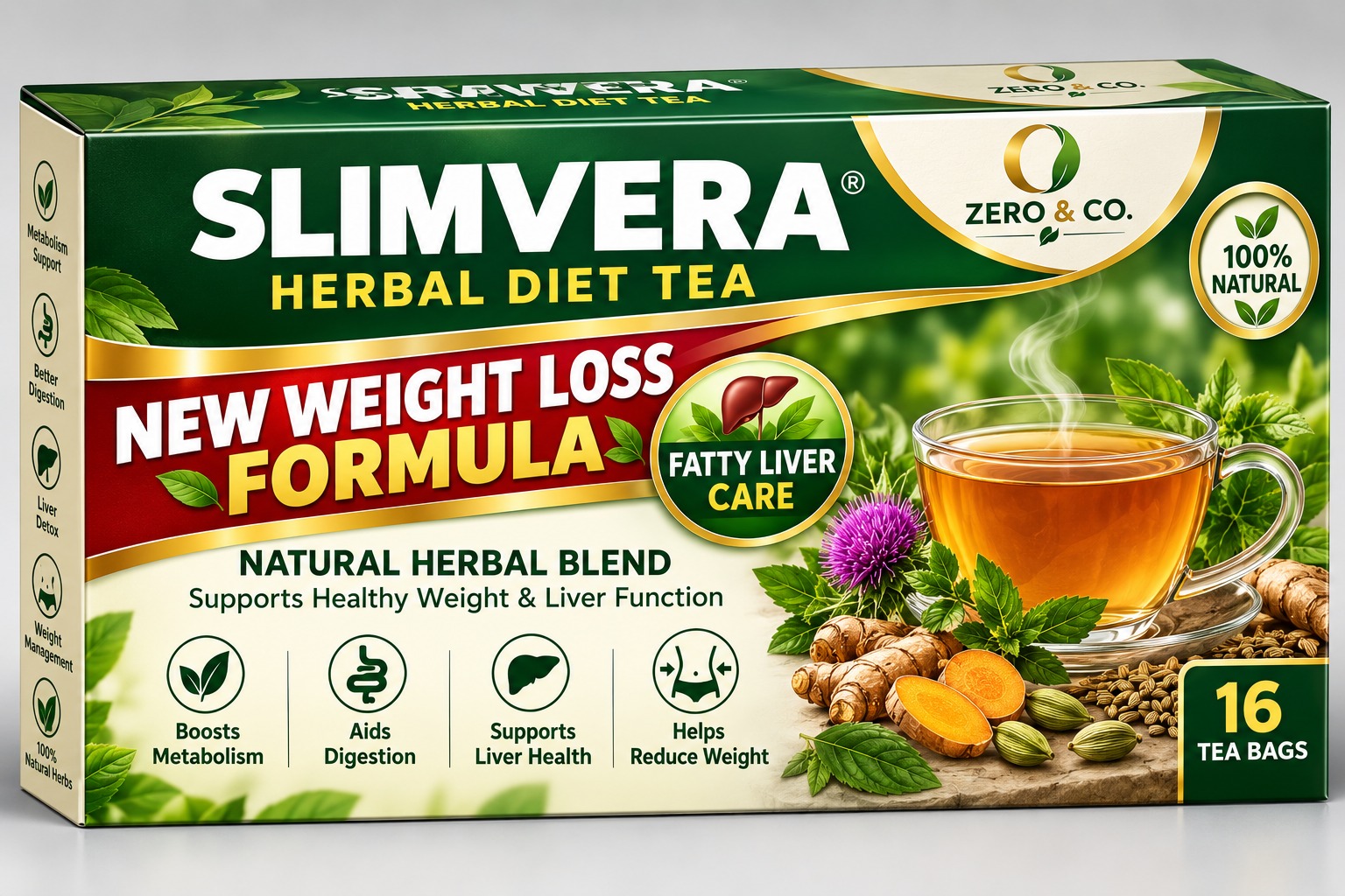 SLIMVERA Herbal Diet Tea - Weight Loss & Fatty Liver Care